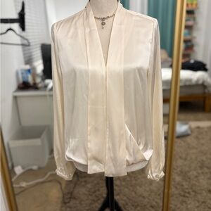 Intermix Cadence Silk Charmeuse Tie Neck Blouse